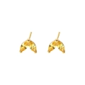 Golden star-shaped stud earrings with yellow marquise zircon stones and a shiny finish - E1723 Gold Yellow Zircon