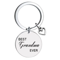 Polished stainless steel keychain with Best Grandma Ever engraving and heart charm - Grandma