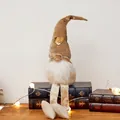 Standing Christmas gnome doll with long legs, brown hat and gold heart, size 60x11cm - Brown Hat Gold Heart (Doll No. 18)