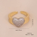 Bague réglable en cuivre doré avec cœur en zircone et design léger de 4g - Style Coeur en Pavé de Zircone (4#)