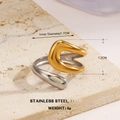Minimalist two-tone stainless steel chain ring in gold and silver finish - Minimalist Two-Tone Streamline Style (ZN1027G-2)