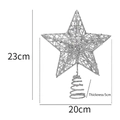 Sparkly silver glitter star Christmas tree topper with spiral base measuring 23cm by 20cm - 20cm / Silver