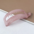 Pink semi-transparent matte banana hair clip with curved comb teeth for ponytails - Pink