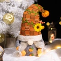 Autumn gnome doll with orange knit hat and sunflower detail for festive holiday decor - Autumn Harvest Doll Style A (Braids)