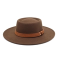 Close-up of the light brown leather band and silver studs on a wool felt bolero hat - M (56-58cm) / Coffee
