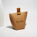 Trapezoidal brown kraft paper gift box with gold Thank You text and ribbon handle - Kraft Color