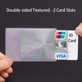 Transparent ID holder with dual-sided cloth texture and two card slots - 2 Slots - Double-sided Linen Texture - Small Opening