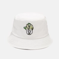 Primer plano del bordado de col verde en un sombrero de pescador blanco - M (56-58cm) / Blanco
