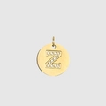 14K gold plated stainless steel letter Z pendant with sparkling cubic zirconia inlay - 14K Gold - Z