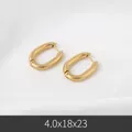 Chic gold-plated U-shaped oval stainless steel hoop earrings with mirror finish 18x23mm - 4*18*23mm / Gold