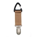 Clip per guanti tattica con fettuccia in nylon marrone e anello a D per viaggi - Cachi