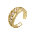 Macro shot of gold-plated geometric ring featuring six sparkling crystal inlays - VJ582 Pave Zirconia / Gold
