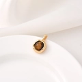 Pendentif en pierre œil de tigre avec monture plaquée or 18 carats sur céramique - Type E Rond / Doré