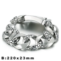 Pulsera para hombre de acero plateado con escamas, diseño de eslabones, 220x23mm - Estilo de Textura de Escamas de Dragón Ancho(KB16193) / 220mm*23mm