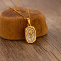 Elegante 18K vergulde titanium stalen ketting met witte emaille tulpvormige hanger - Witte Achtergrond Gouden Tulp (N06127G)