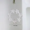Exquisite 14cm clear acrylic snowflake wreath ornament with gold trim on green pine branches - 41872-Wreath