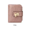 Portafoglio RFID rosa in pelle cerata da donna con chiusura in metallo e cerniera - Rosa