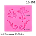 Pink silicone mold with four acanthus relief patterns for fondant and chocolate crafts - 6# Classical Leaf Pattern / Pink