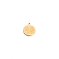 Golden St. Benedict religious round pendant charm in polished stainless steel - 10# (10mm Diameter) / Gold