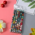 Set of 6 cute cartoon retractable gel pens with 'Happy Duck' motifs in clear pouch - Happy Bus