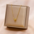 Classic 18K gold-plated stainless steel bead pendant necklace on a jewelry gift box - 8mm Gold Lucky Bead