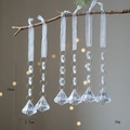 Set of 6 crystal diamond ornaments with ribbons for Christmas tree decorations - Transparent Style F 6 Pcs