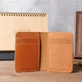 Vintage brown crazy horse leather card holder wallet with four slots and minimalist design - 1088 Yellow Brown