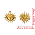Golden heart sunburst pendant in stainless steel measuring 27mm by 25mm for DIY jewelry - Gold Small Heart Ray Style G
