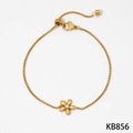 Pulsera de flores dorada con colgante de gema clara y cadena ajustable - Pulsera Dorada (KB856)