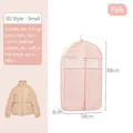 Pink houndstooth 3D garment dust cover with clear window, small size 88x58x9cm - 3D Style / Small / Pink
