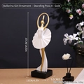 Nordic resin ballet dancer ornament in gold and white, 37cm elegant girl statue - Gold Ballet Standing A