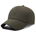 Lightweight army green quick-dry baseball cap with breathable laser-perforated side panels - Adjustable / Army Green