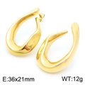 Minimalist thick gold teardrop earrings with a polished mirror finish, size 36x21mm - Style B (KE115287-KFC) / Gold