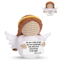 Handmade crochet angel doll in white with brown hair and inspirational quote card - Angel