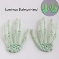 Pair of fluorescent green skeleton hand decorations for Halloween with glowing effect - Luminous