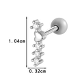 Silver titanium steel tragus piercing with heart and cz stones featuring screw ball back - Silver Heart Row Zirconia (0191-9#Silver)