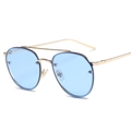 Fashion aviator sunglasses with light blue lenses and a golden metal frame - Gold Frame Blue Lens