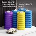 Disposable toilet brush refill kit with 40 tablets in ocean, lavender and lemon scents - 40 Mixed Scent Refill Heads (24 Ocean + 8 Lav + 8 Lem) + 1 Balm