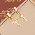 Macro view of gold plated cross earrings with sparkling white diamonds on a red gift box - Crucifix Jesus Cross Style (6#)