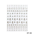 Macro detail of silver acrylic rhinestone stickers in circle star and moon shapes - ET-24 Clear Star Moon Round