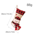 Calza di Natale con pupazzo di neve 3D in juta e tessuto a quadri, sacco 39x26cm - Sacco di Iuta Quadri Pupazzo di Neve