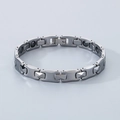 Minimalist dark grey tungsten steel magnetic bracelet with H-link design for couples - 8mm Width/19cm Length / Steel