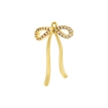 Elegante ciondolo a fiocco dorato con cristalli scintillanti e lunghe nappe su fondo bianco - VD1478 Oro/Fiocco Micro-pave