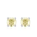 Elegantes pendientes de plata S925 con piedras amarillas redondas facetadas - Amarillo Ganso 8MM / Plata 925