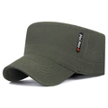 Militär-Flachdeckel-Cap für Herren in Armee-Grün aus Baumwoll-Canvas mit Markenetikett - Verstellbar / Armeegrün