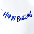 Sparkling dark blue Happy Birthday banner for party background and wall decorations - Blue