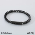 Pulsera de cadena de trigo negra de acero inoxidable de 6mm para mujer largo de 220mm - 22cm Negro (KB187681-KFC)
