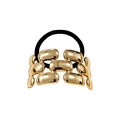 Minimalistisches goldenes Haargummi mit poliertem Kettenglied-Design und Gummiband - Breiter Bandstil