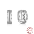 Orecchini huggie in argento S925 con doppia fila di zirconi bianchi micro-pave - Argento 925 / Oro Bianco