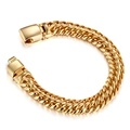 Bracelet hip-hop pour homme à double maille gourmette en acier doré poli - Couleur Or (KB74931-BD)